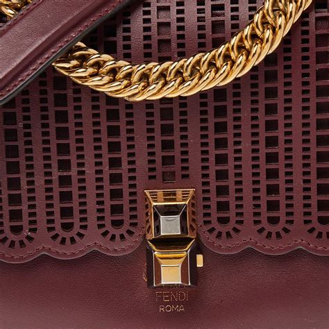 burgundy fendi small kan|Fendi Burgundy Lasercut Leather Small Kan I Top .